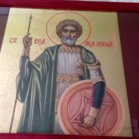 Икона на Свети вкм. Мина , репродукция с дървена рамка и стъкло, снимка 2 - Икони - 25099287