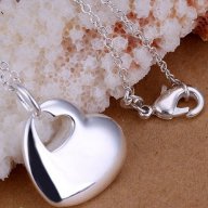 Масивен, дамски сребърен комплект със сърце-925 проба, снимка 2 - Колиета, медальони, синджири - 14788234