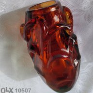 Тежка красива ваза, цвят на тъмен кехлибар, снимка 6 - Вази - 10670305