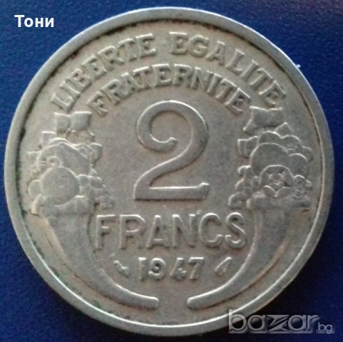 Монета Франция - 2 Франка 1947 г.