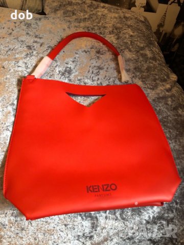 Нова кожена червена чанта Kenzo tote bag оригинал, снимка 7 - Чанти - 22846117