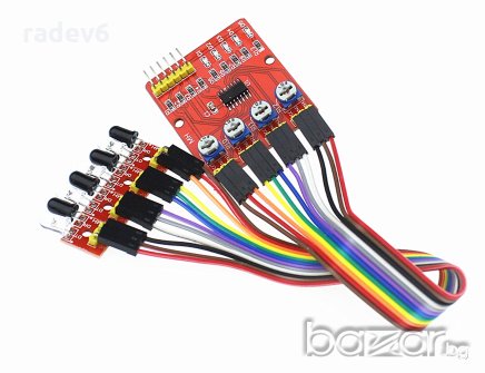 Четири канален инфрачервен сензор за избягване на препятствия или следване на линия, Ардуино  