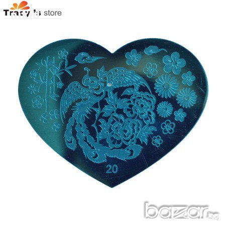 сърце Шаблон за щампа печати за нокти плочка различни + подарък, снимка 2 - Продукти за маникюр - 14837549