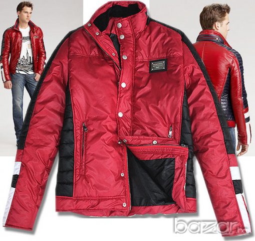 D&G Dolce and Gabbana Red Biker Мъжко Яке size 46 (S / M), снимка 2 - Якета - 6706599