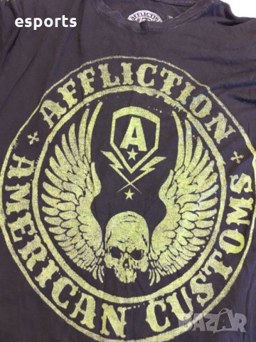 Мъжка тениска Affliction American Customs Black & Green Skull , снимка 4 - Тениски - 25975809