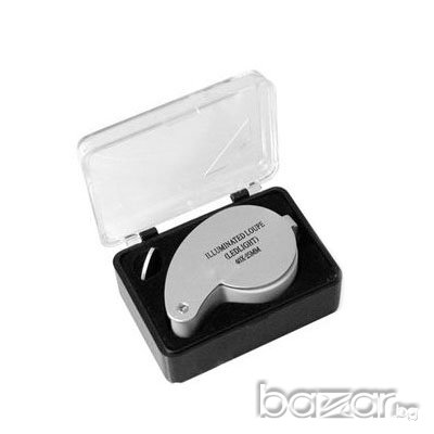 Ръчна малка мини джобна лупа 2 LED осветление 40Х увеличение бижута карти книги монети четене работа, снимка 2 - Други инструменти - 9636629