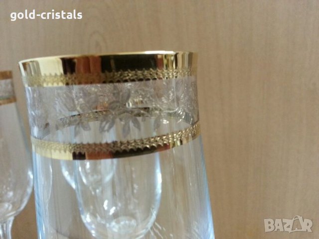 кристални чаши с златен кант , снимка 7 - Антикварни и старинни предмети - 22180312
