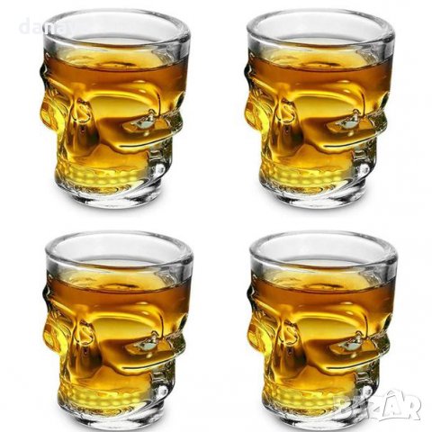 Стъклени шот чаши череп чашки за ракия 4бр/компл. шотове нестандартни чаши, снимка 3 - Кухненски принадлежности - 22407584
