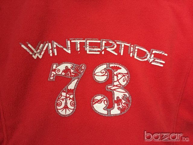 Детски полар НОВ, неизползван, червен, надпис със сребърен брокат, ръст 164, снимка 2 - Детски анцузи и суичери - 12964692