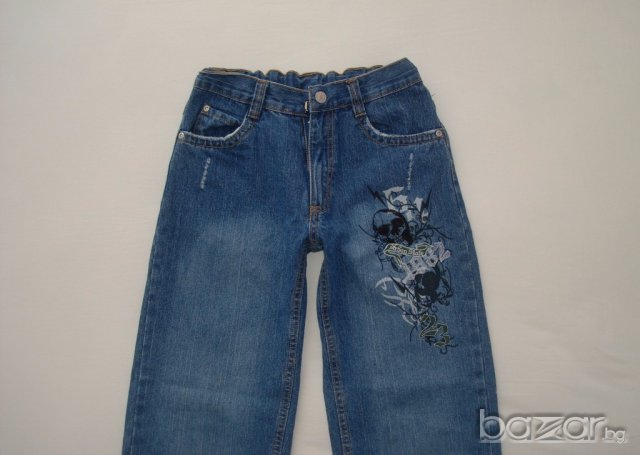 X-Mail,страхотни дънки с черепи за момче,140/146 см.  , снимка 1 - Детски панталони и дънки - 16383300