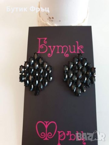 Обеци лора черни, снимка 2 - Обеци - 24569968