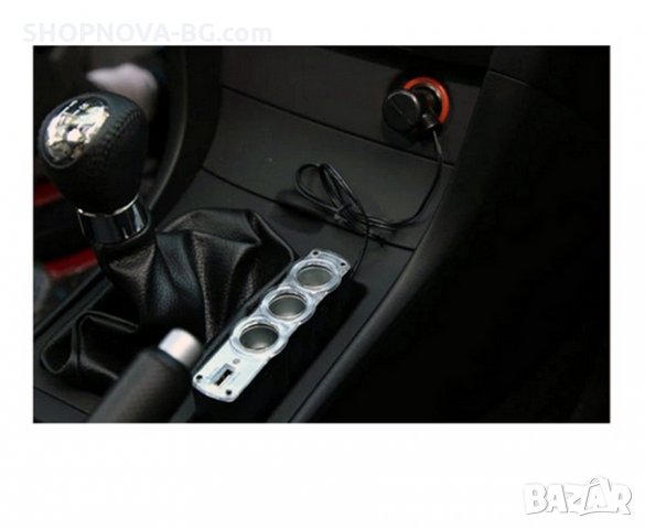 Разклонител за запалка на автомобил T/S, с 3 гнезда и USB изход, 5V/500 mA/60W, Черен, снимка 3 - Аксесоари и консумативи - 25674497