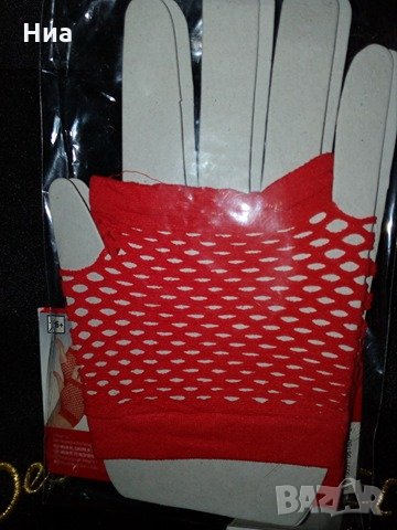 Мрежести нови червени къси секси ръкавици без пръсти , снимка 2 - Бельо - 25426200