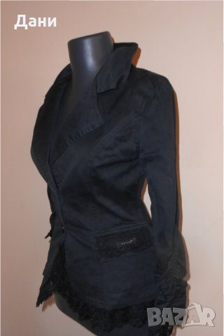 Дамско  черно сако с дантела Енита, снимка 4 - Сака - 23181031