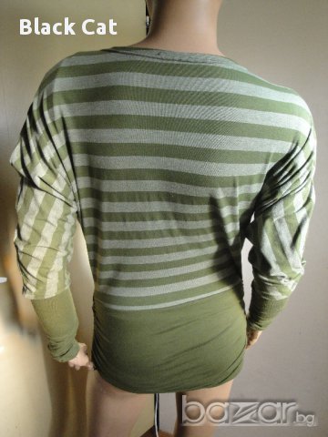 Атрактивна зелена дамска туника / блуза с дълъг ръкав, ръкави, къса рокля, дамски топ, снимка 6 - Туники - 8472139