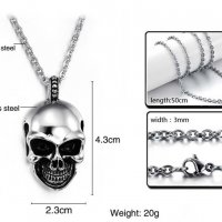 Хеви бижу, череп, висулка, чокър медальон, хип хоп колие, снимка 3 - Колиета, медальони, синджири - 20253902