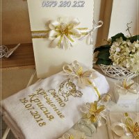 Комплект за кръщене златни пеперуди, снимка 2 - Подаръци за кръщене - 22205783
