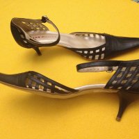41 San Marina черни луксозни италиански обувки естествена кожа с ток, снимка 2 - Дамски обувки на ток - 20867001