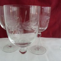  Ретро кристални чаши гравирани , снимка 6 - Антикварни и старинни предмети - 19592028