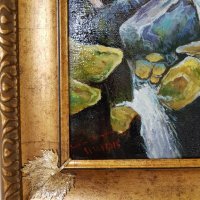 Маслена картина "Водопад" италиански художник, снимка 6 - Картини - 23022640