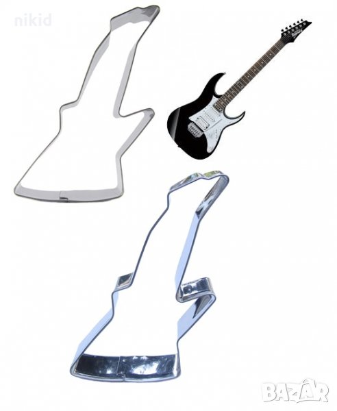 Голяма електронна китара метална форма резец за бисквитки сладки фондан тесто и др., снимка 1