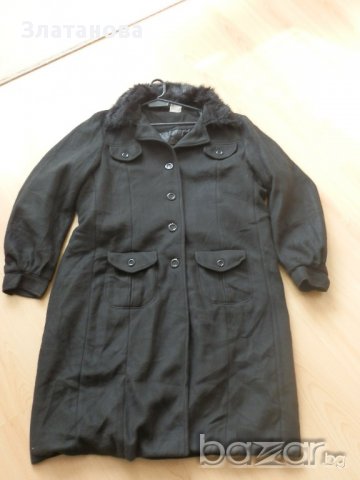 дълго черно палто Л, снимка 3 - Палта, манта - 13957312