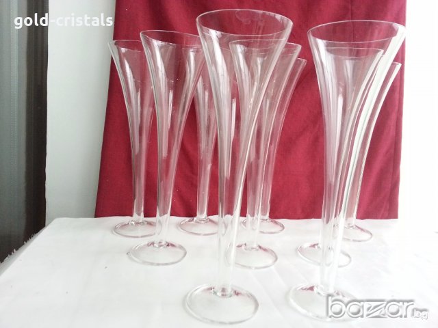 Високи стъклени кристални чаши  , снимка 12 - Антикварни и старинни предмети - 20400780