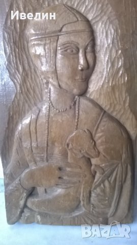 дърворезба-дамата с хермелина, снимка 2 - Декорация за дома - 24881842