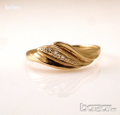 златен пръстен с цирконии -евгения- 1.87 грама/размер №61.5, снимка 2 - Пръстени - 13272180