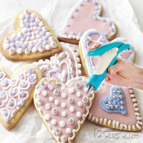 комплект писалка за украса и декорация пош и накрайници за украса и декор торта сладки , снимка 4 - Други - 10984858