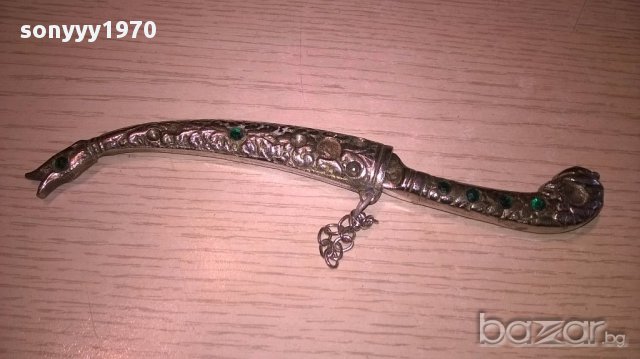 Turkiye-нож с кания-метални-19см-внос швеицария, снимка 5 - Антикварни и старинни предмети - 15882661