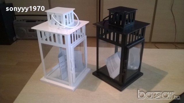 Красив черен/бял фенер с размери 30х15х15см-нов, снимка 5 - Антикварни и старинни предмети - 18623310