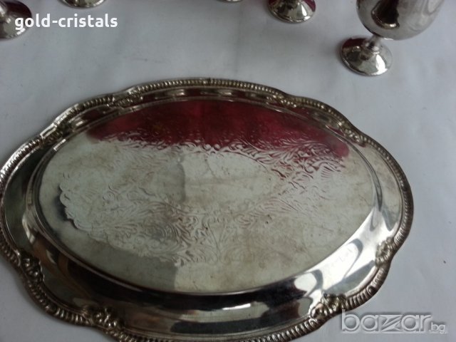 Посребрени чашки за ракия с поднос, снимка 7 - Антикварни и старинни предмети - 20696631