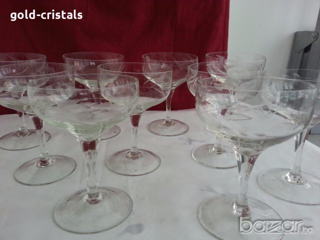 стъклени чаши гравирани, снимка 3 - Антикварни и старинни предмети - 19581310