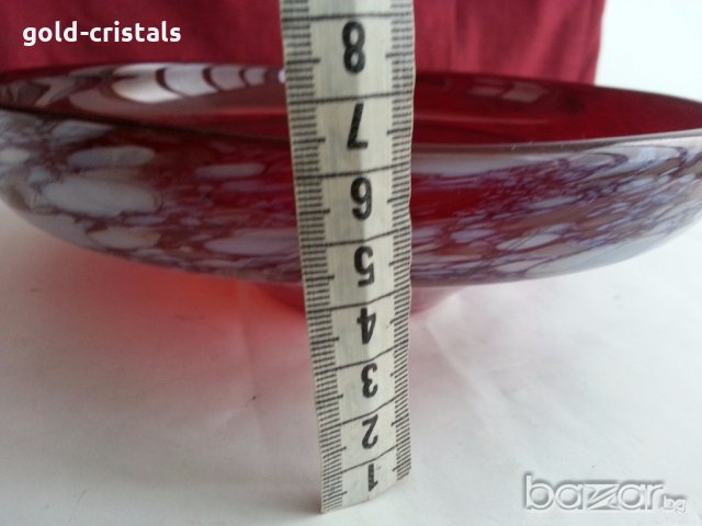 Кристална червена купа, снимка 5 - Антикварни и старинни предмети - 20026744