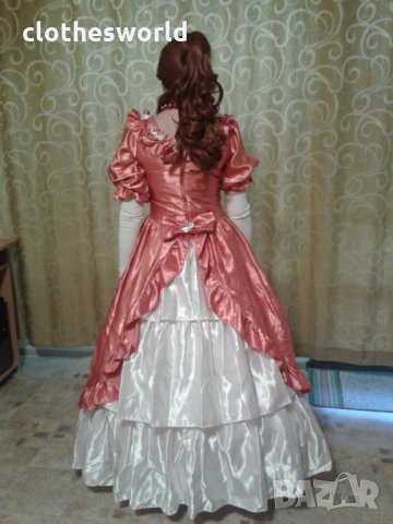 Бална рокля във викториански стил в розово и бяло, снимка 17 - Рокли - 11690524