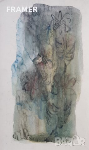 Дечко Узунов Натюрморт Цветя Оригинал акварел Сертификат, снимка 2 - Картини - 23356084