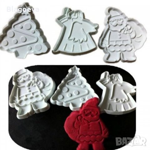 Коледни резци – Дядо Коледа, елха и ангел, снимка 2 - Форми - 22791405