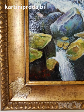 Маслена картина "Водопад" италиански художник, снимка 6 - Картини - 23022640