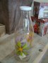 стъклена бутилка 1 литър декорация Цветя, снимка 4