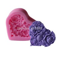 сърце с рози силиконов молд форма  за украса торта с фондан шоколад, снимка 1 - Форми - 14908601