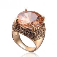 ХИТ! ПРОМО! Златист пръстен с оранжев камък, снимка 1 - Пръстени - 18476051