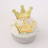 25 бр златисти корони корона топер украса за мъфини кексчета декорация, снимка 1 - Кухненски принадлежности - 19715732