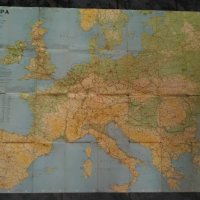 Голяма Стара Автомобилна Карта на Европа/Europa-1974г., снимка 1 - Антикварни и старинни предмети - 23862463