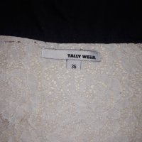 Дамска бяла дантелена ластична блуза с къс ръкав марка Tally Weijl, снимка 3 - Тениски - 23842269