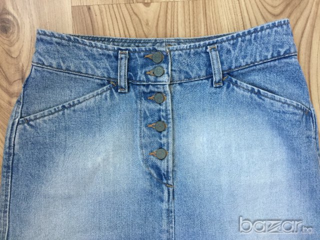 Дамска дънкова пола RIFLE оригинал, size 26 (XS,S), 100%памук, св. синя, НОВА, снимка 2 - Поли - 17753809