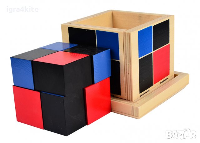  Montessori Binomial Cube Монтесори Биномно Магическо Кубче дървени играчки, снимка 6 - Образователни игри - 24999943