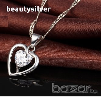 Сребърен стерлинги комплект обеци и колие  Проба 925, код 0736, снимка 2 - Бижутерийни комплекти - 17266146