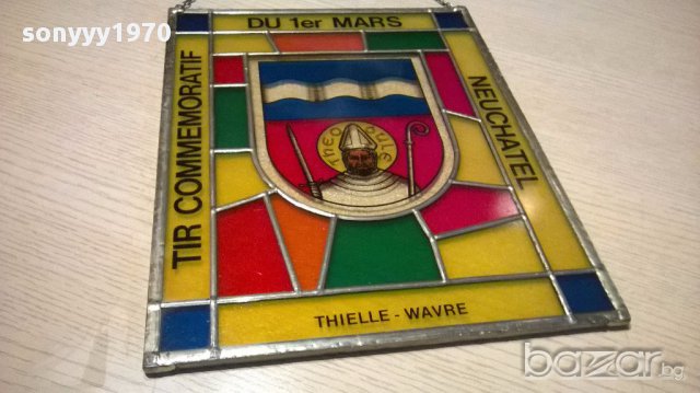 NEUCHATEL-Витраж-31/24см-внос швеицария, снимка 4 - Антикварни и старинни предмети - 13947747