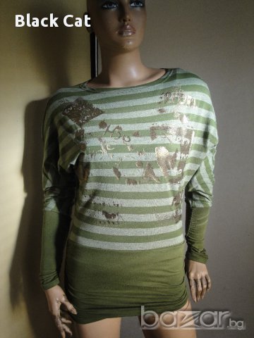 Атрактивна зелена дамска туника / блуза с дълъг ръкав, ръкави, къса рокля, дамски топ, снимка 1 - Туники - 8472139
